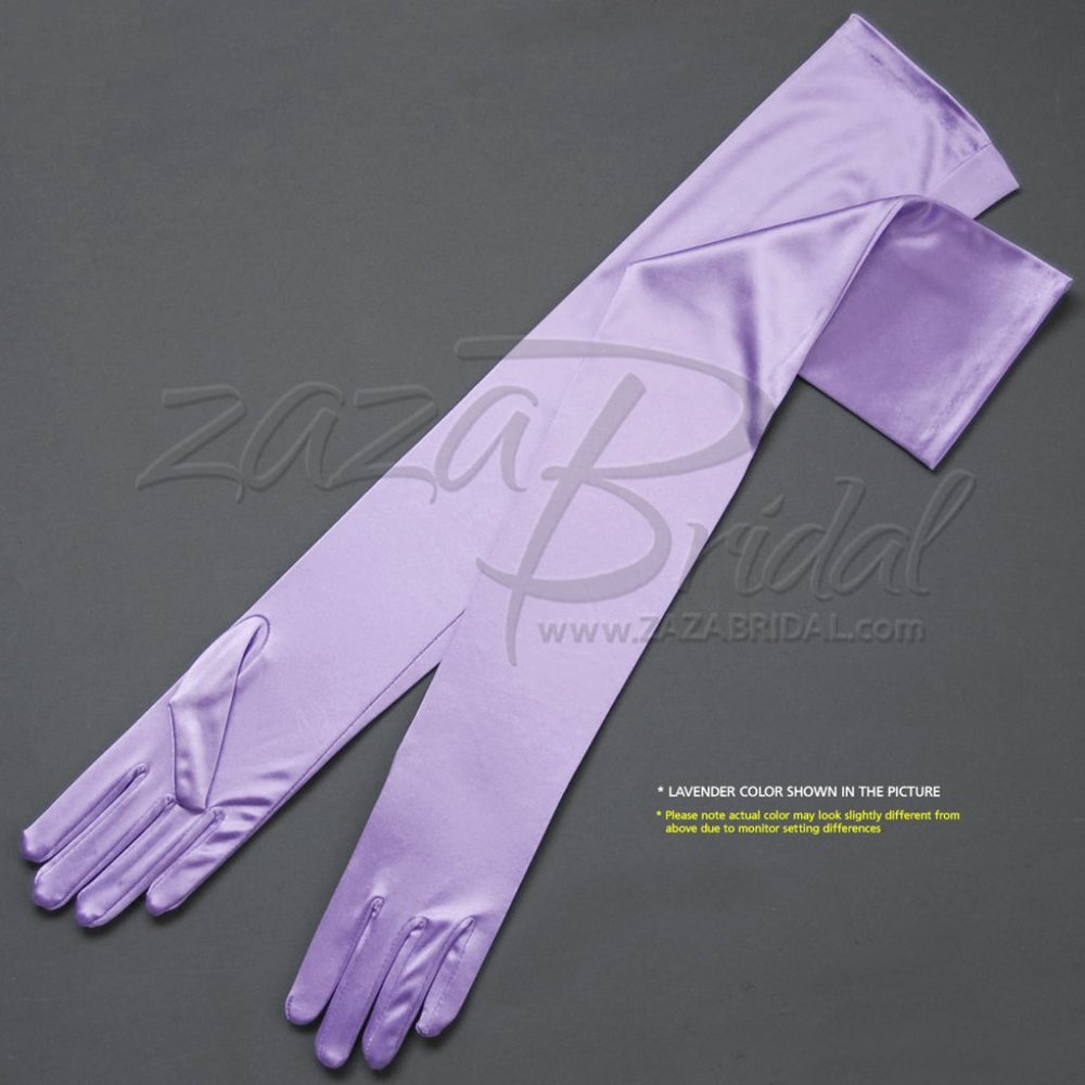 23.5″ Long Shiny Stretch Satin Dress Gloves Opera Length 16BL-Lavender